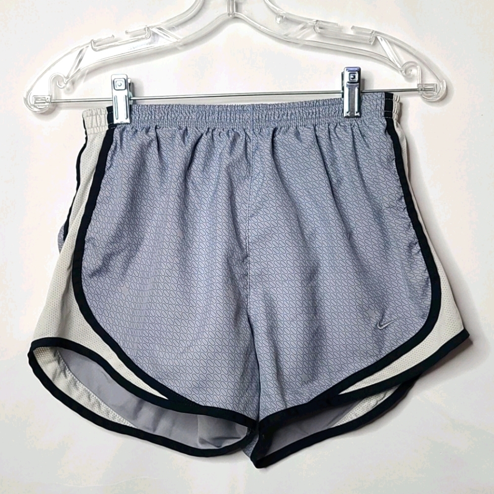 Nike short elastic waist running training blue white shorts sz Small